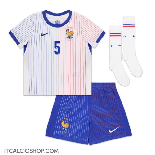 Francia Jules Kounde #5 Seconda Maglia Bambino Europei 2024 Manica Corta (+ Pantaloni corti)